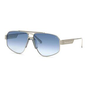 NEW PHILIPP PLEIN SUNGLASSES, PALLADIUM/BLUE MEN EYEWEAR SPP106M 0579